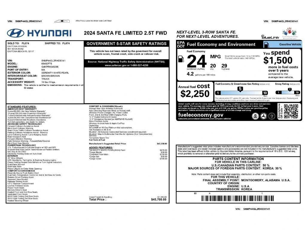 hyundai santa fe 2024 5NMP44GL2RH030141 image hyundai santa fe 2024 5NMP44GL2RH030141 image